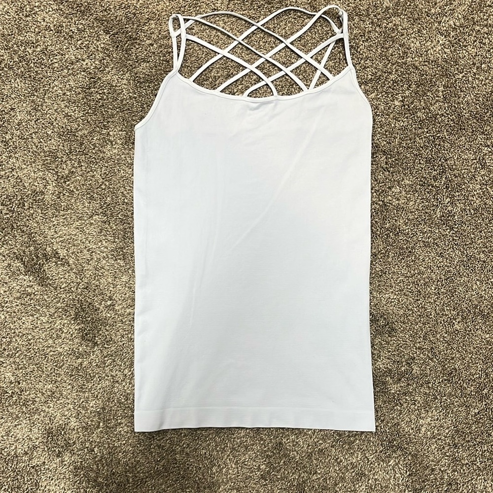 Dynamic Seamless Apparel Pale Blue Cross Over Seamless Tank Top Camisole